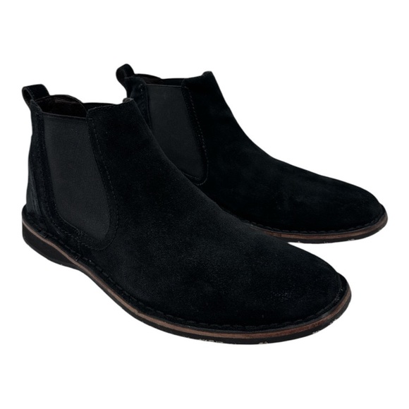 John Varvatos Black Chelsea Suede Leather Boots Shoes Size 11.5 main image 8